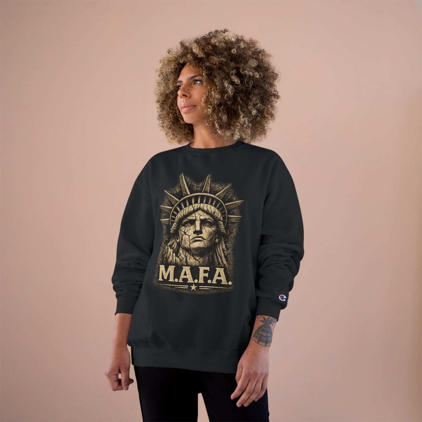 M.A.F.A. "Statue Of Liberty" "Sovereignty Security Prosperity " Champion Brand Crewneck Sweatshirt