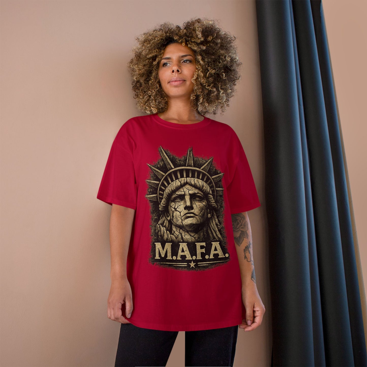 M.A.F.A. "Statue Of Liberty" "Sovereignty Security Prosperity " Champion Brand T-Shirt