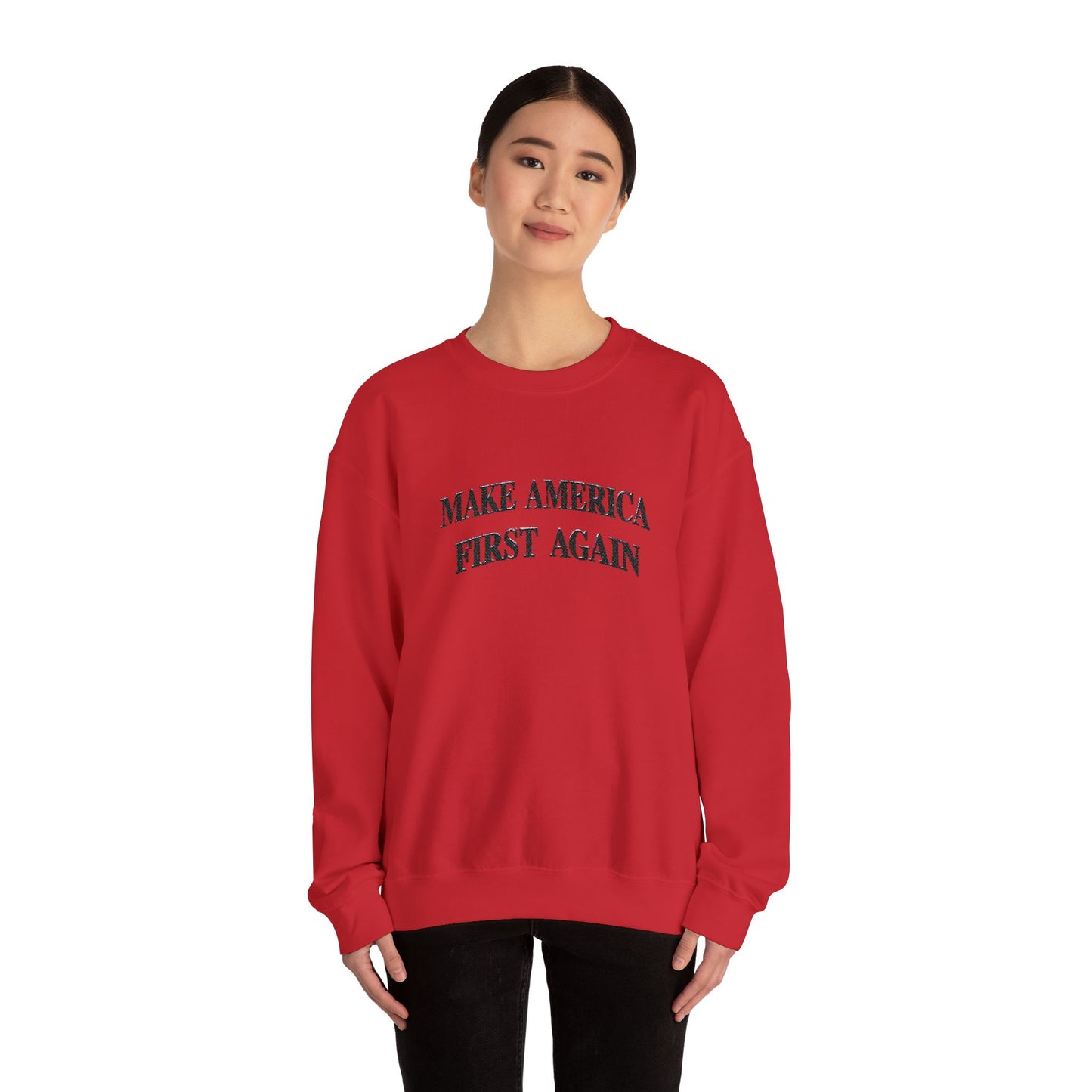 Black "Make America First Again" Crewneck Sweatshirt