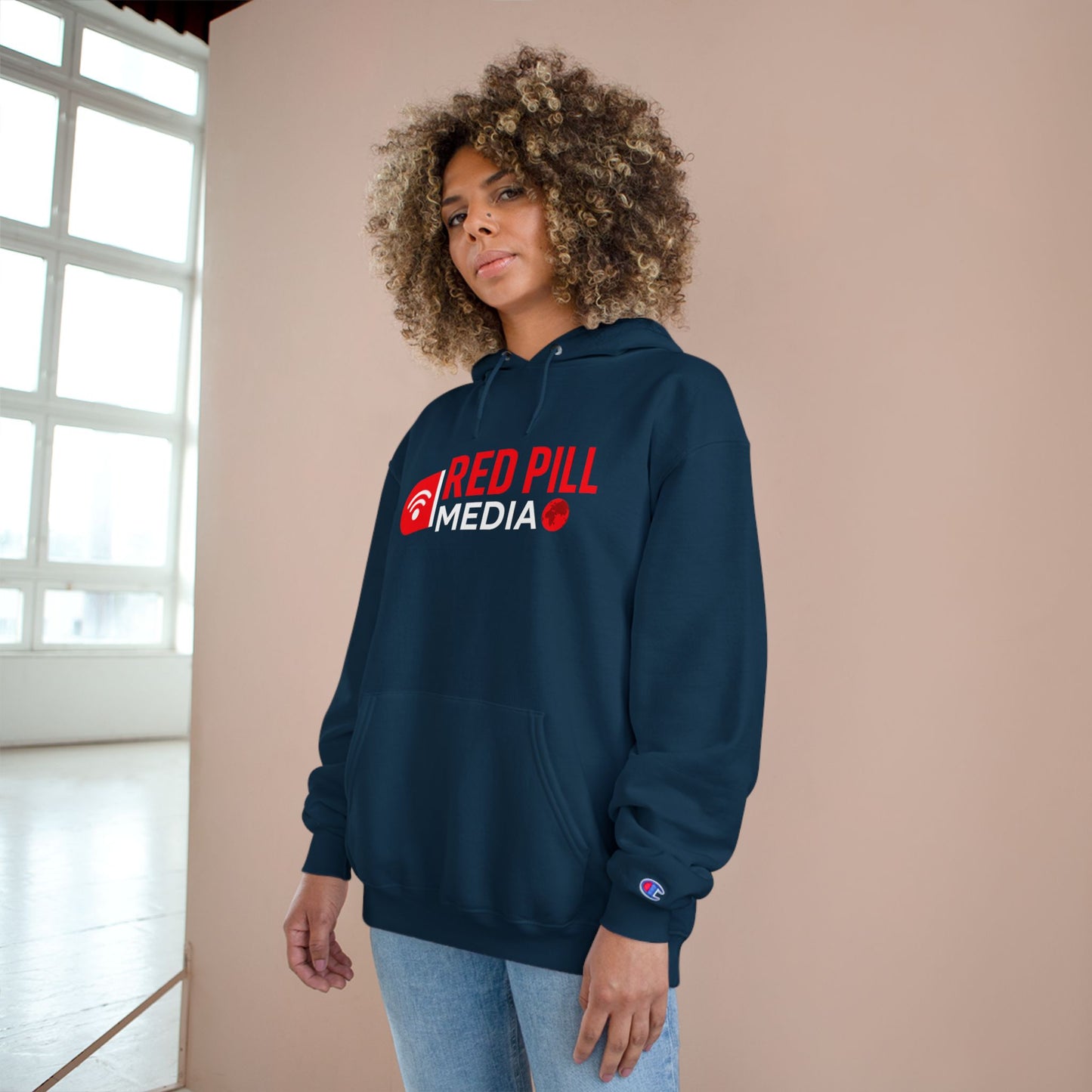 Red Pill Media Logo Champion Brand Hoodie