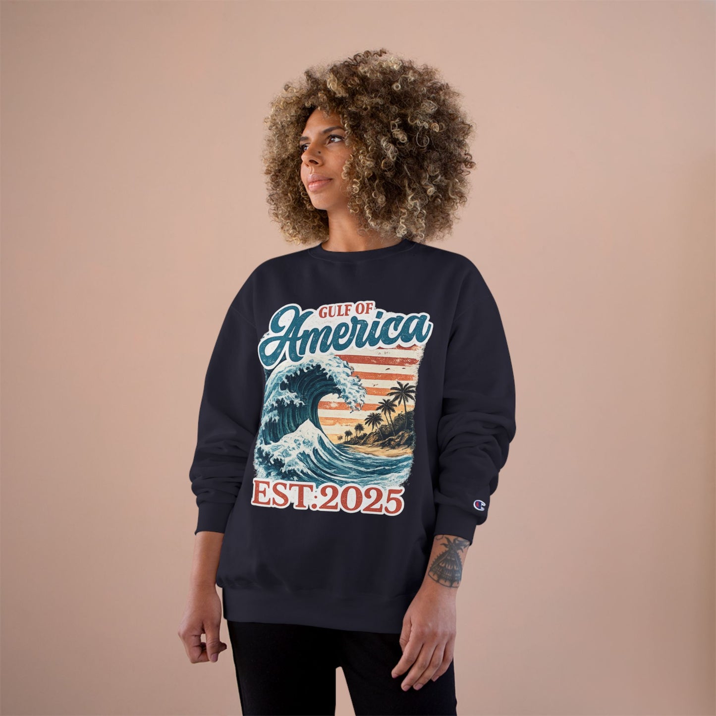 Gulf of America Est. 2025 Waves Champion Brand Hoodie