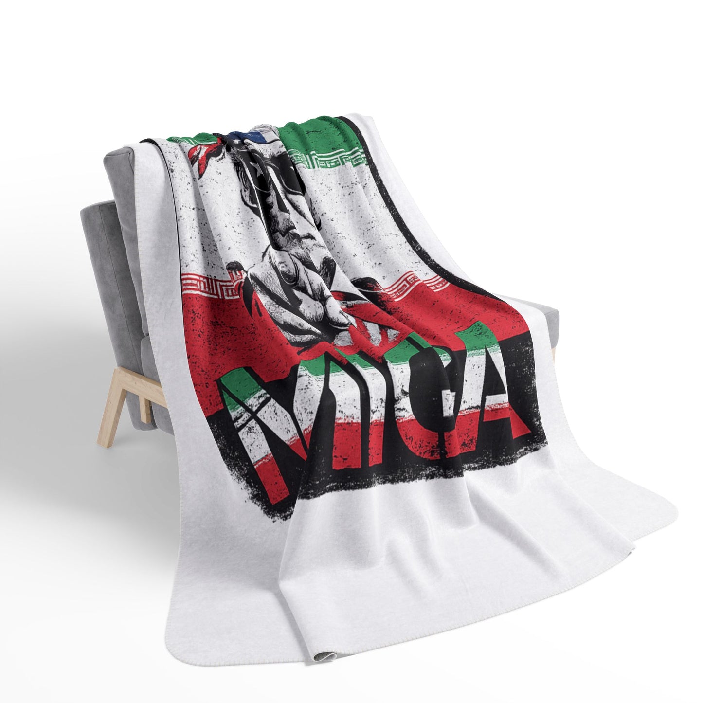 "Make Iran Great Again (MIGA)" Trump Fleece Sherpa Blanket