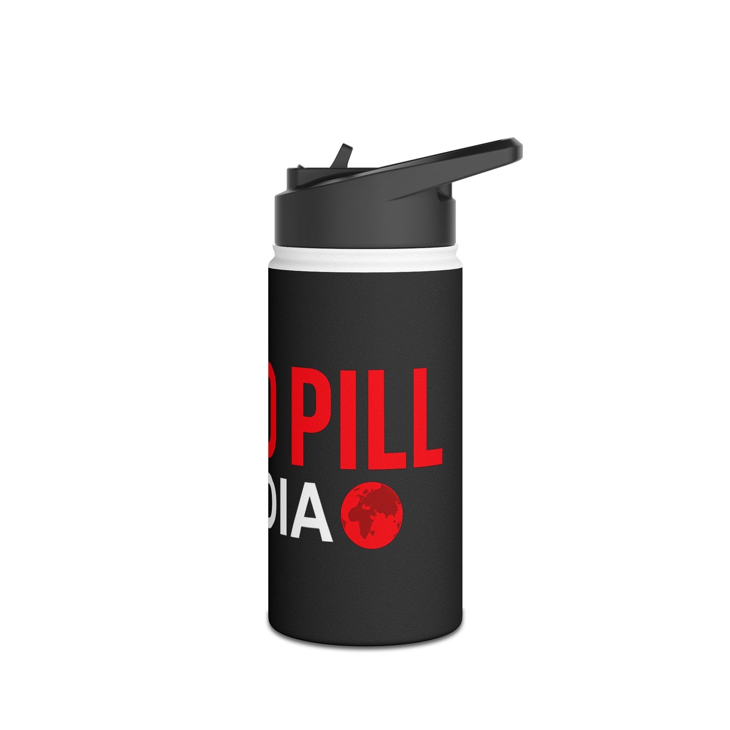 Red Pill Media Stainless Steel Water Bottle — Insulated Black Bottle with Logo