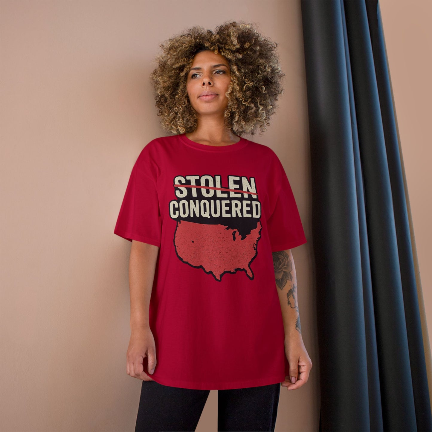 Stolen Conquered USA Champion Brand T-Shirt