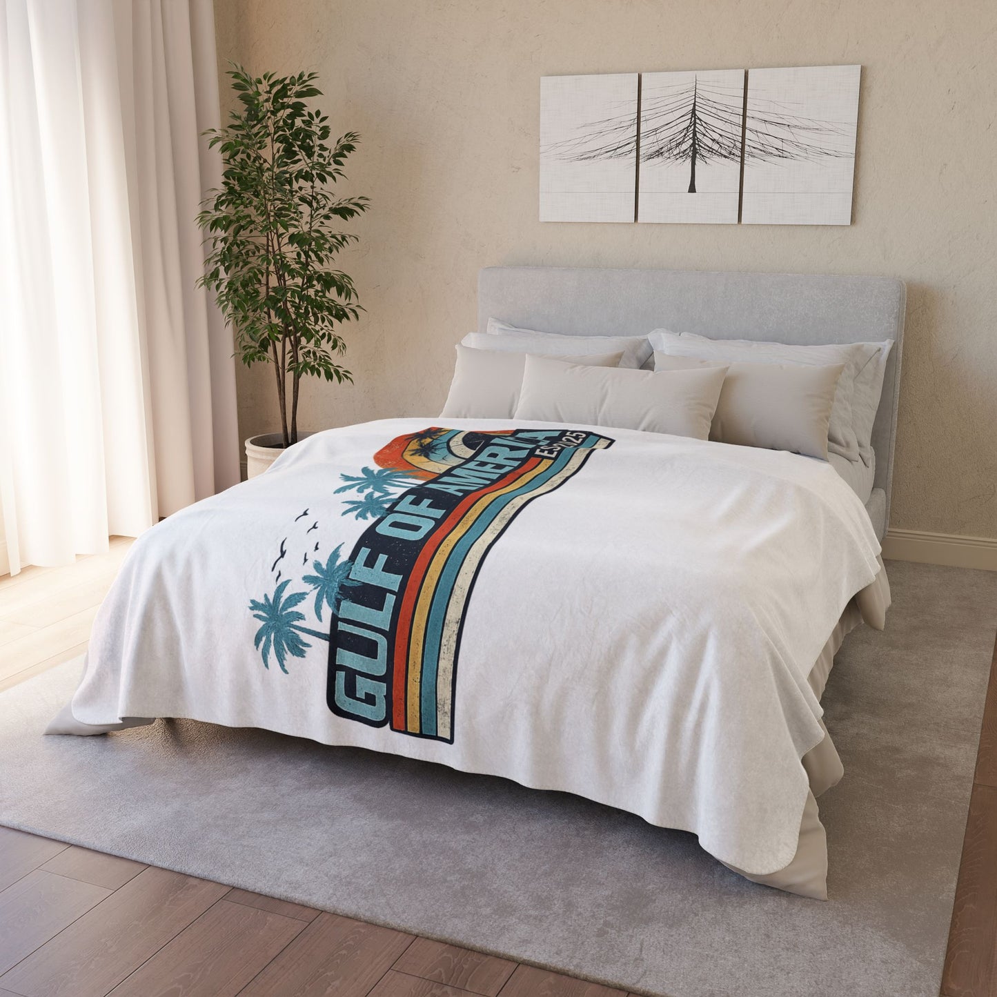 Gulf of America Vintage Fleece Sherpa Blanket