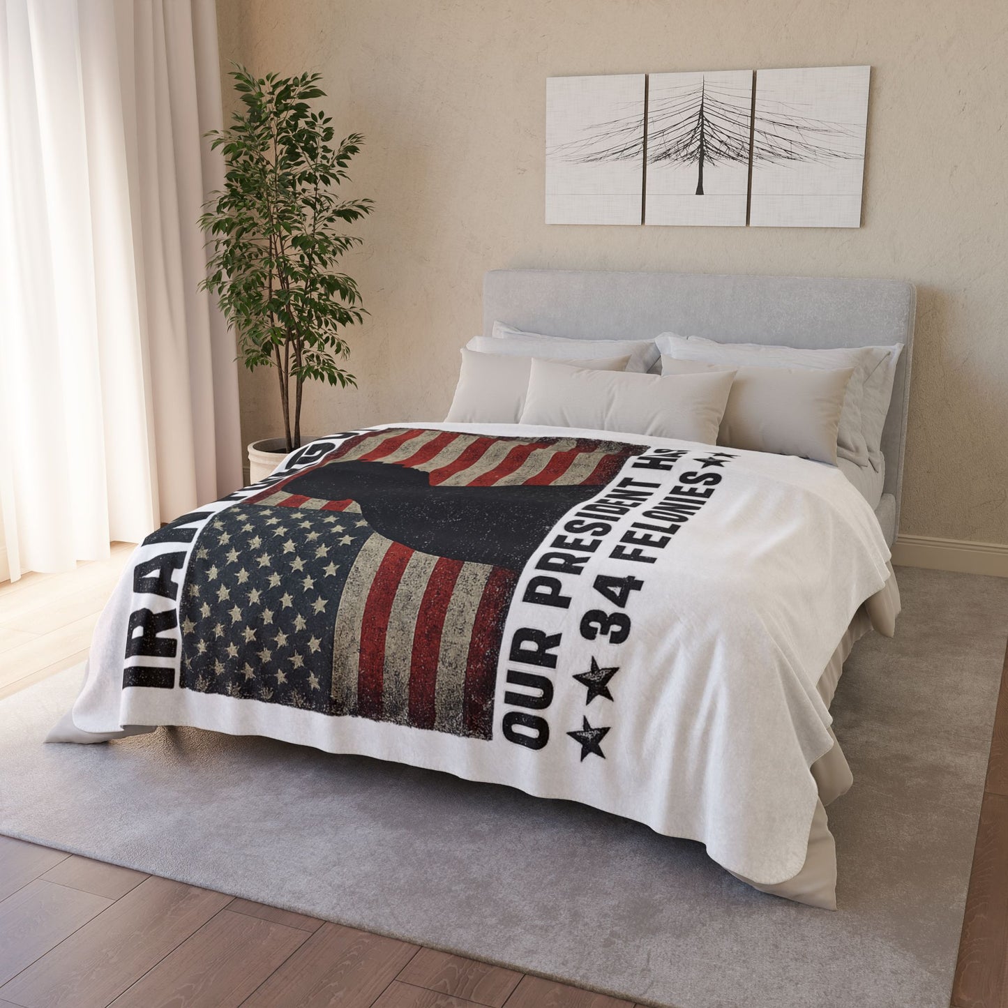 "Iran Forgot, Our President Has 34 Felonies" President Trump Sherpa Fleece Blanket