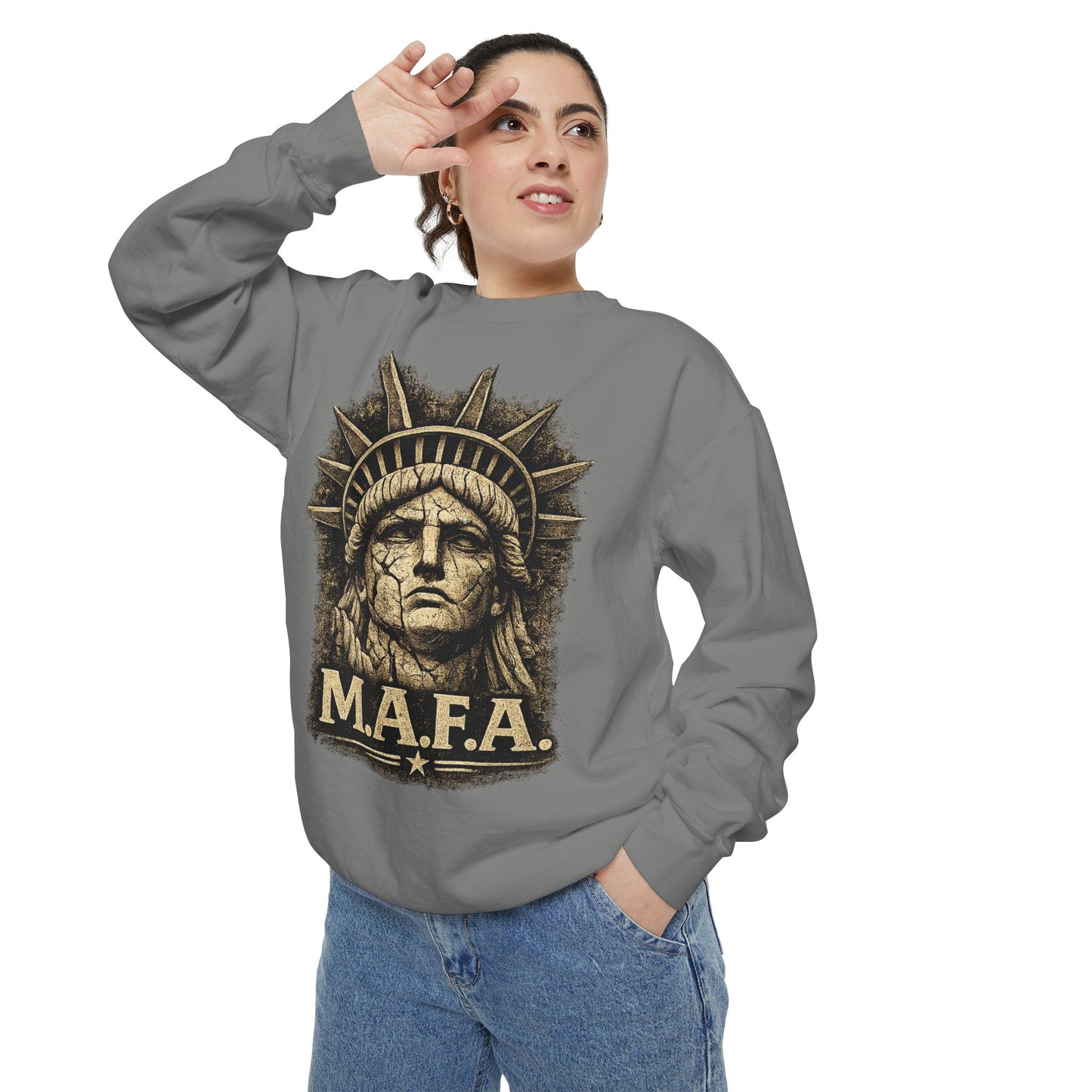 M.A.F.A. "Statue Of Liberty" "Sovereignty Security Prosperity " Gildan Brand Crewneck Sweatshirt