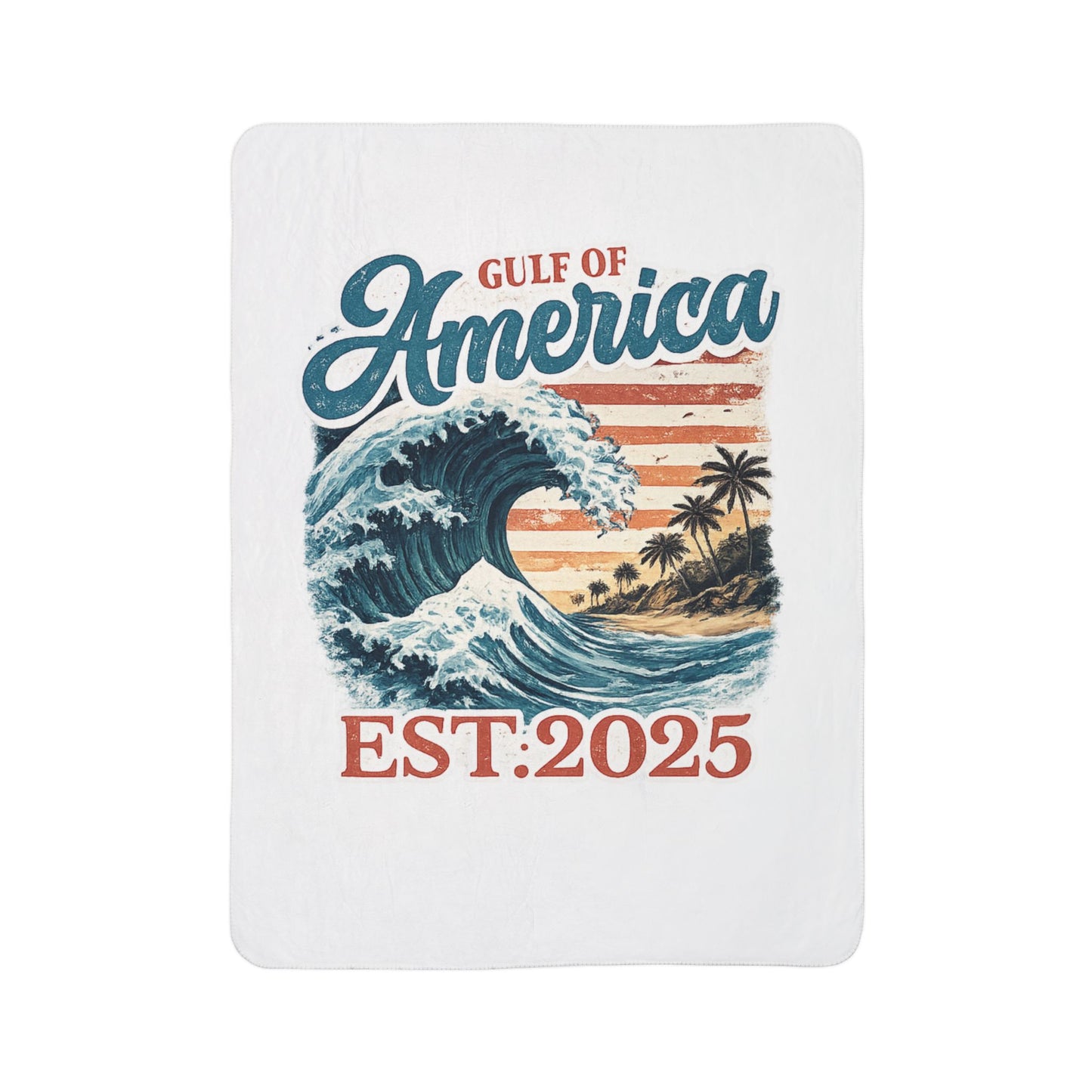 Gulf of America EST. 2025 Waves Fleece Sherpa Blanket