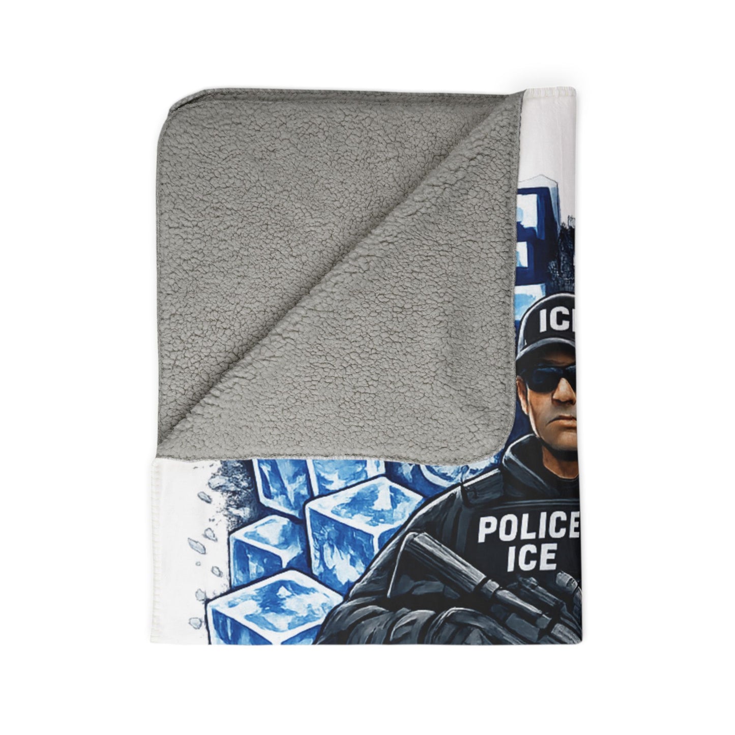 Ice Ice Baby ICE Agent Fleece Sherpa Blanket