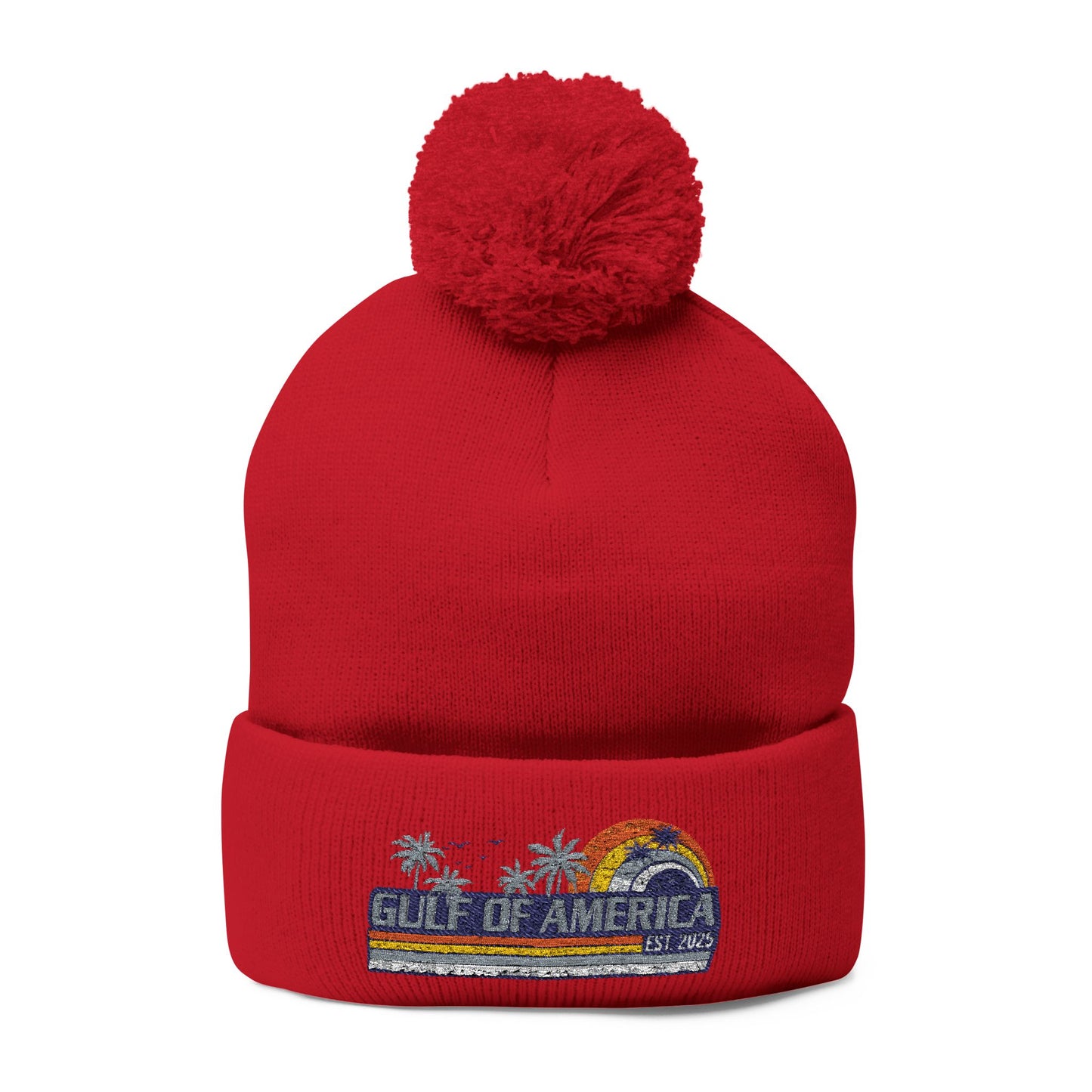 Gulf of America Vintage Embroidered Pom-Pom Knit Beanie