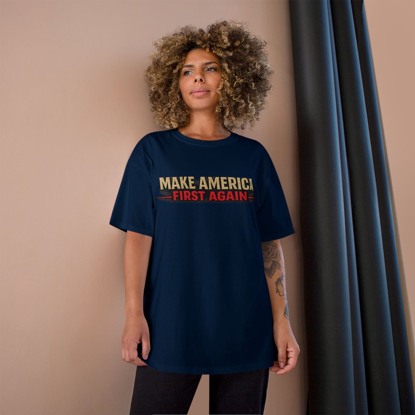 "Make America First Again" Book Merch Champion Brand T-Shirt