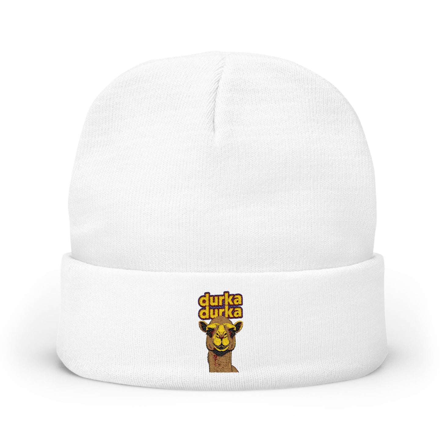 "Durka Durka" Camel Knit Beanie