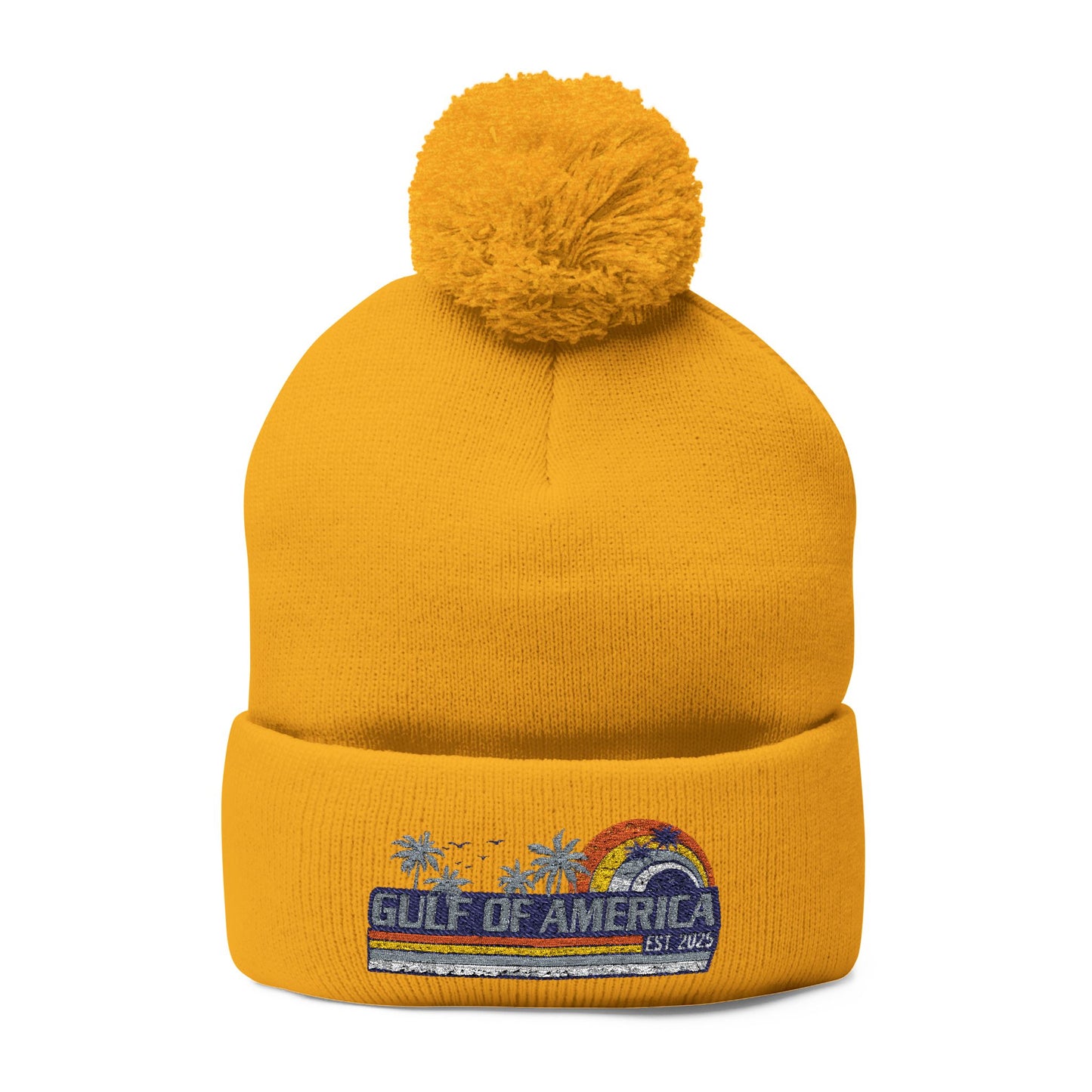 Gulf of America Vintage Embroidered Pom-Pom Knit Beanie