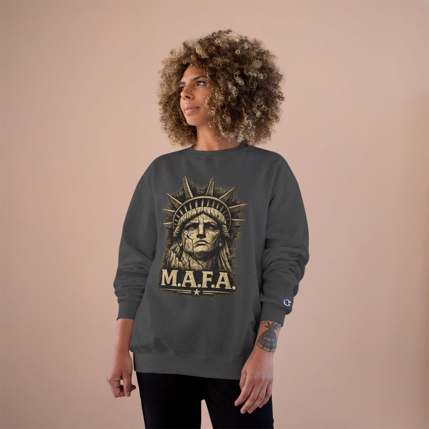 M.A.F.A. "Statue Of Liberty" "Sovereignty Security Prosperity " Champion Brand Crewneck Sweatshirt