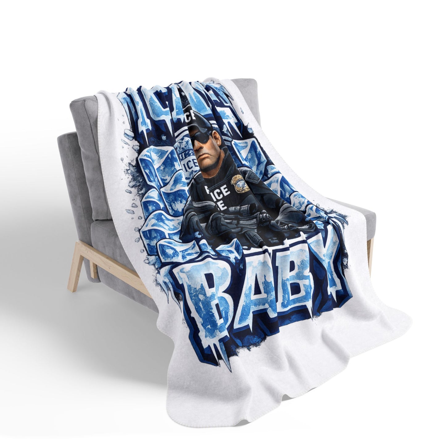 Ice Ice Baby ICE Agent Fleece Sherpa Blanket