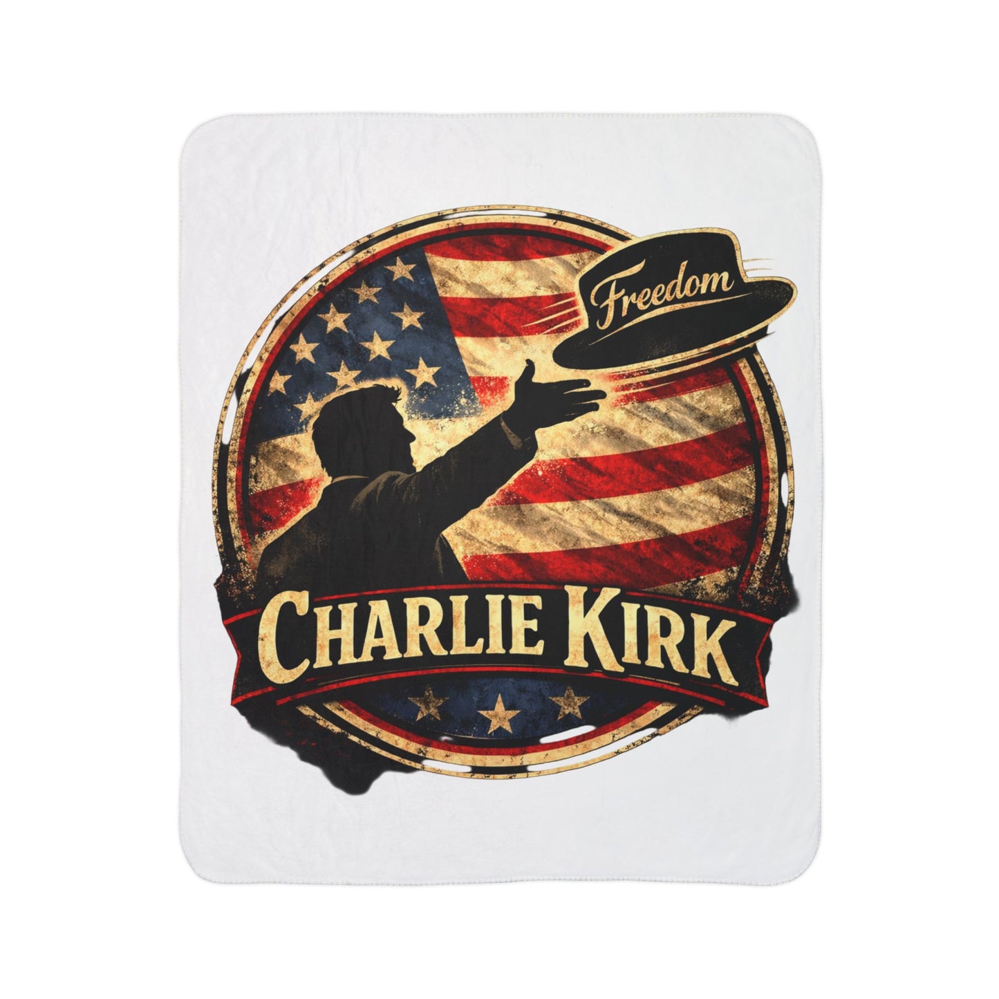 Charlie Kirk Freedom Hat Fleece Sherpa Blanket