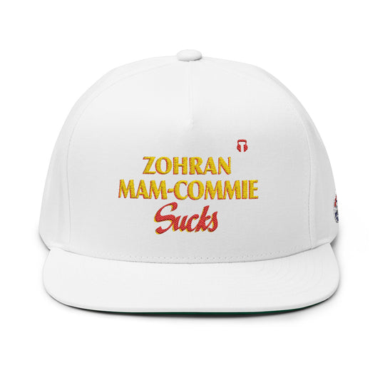 Zohran Mam-Commie Sucks Embroidered Snapback Flat Bill Cap