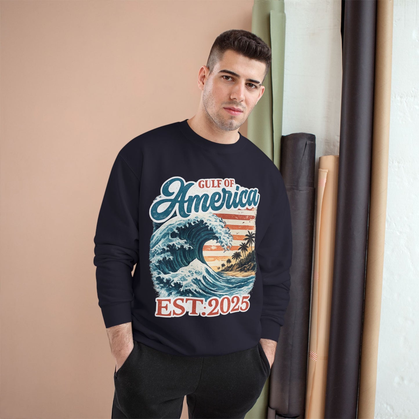 Gulf of America Est. 2025 Waves Champion Brand Hoodie