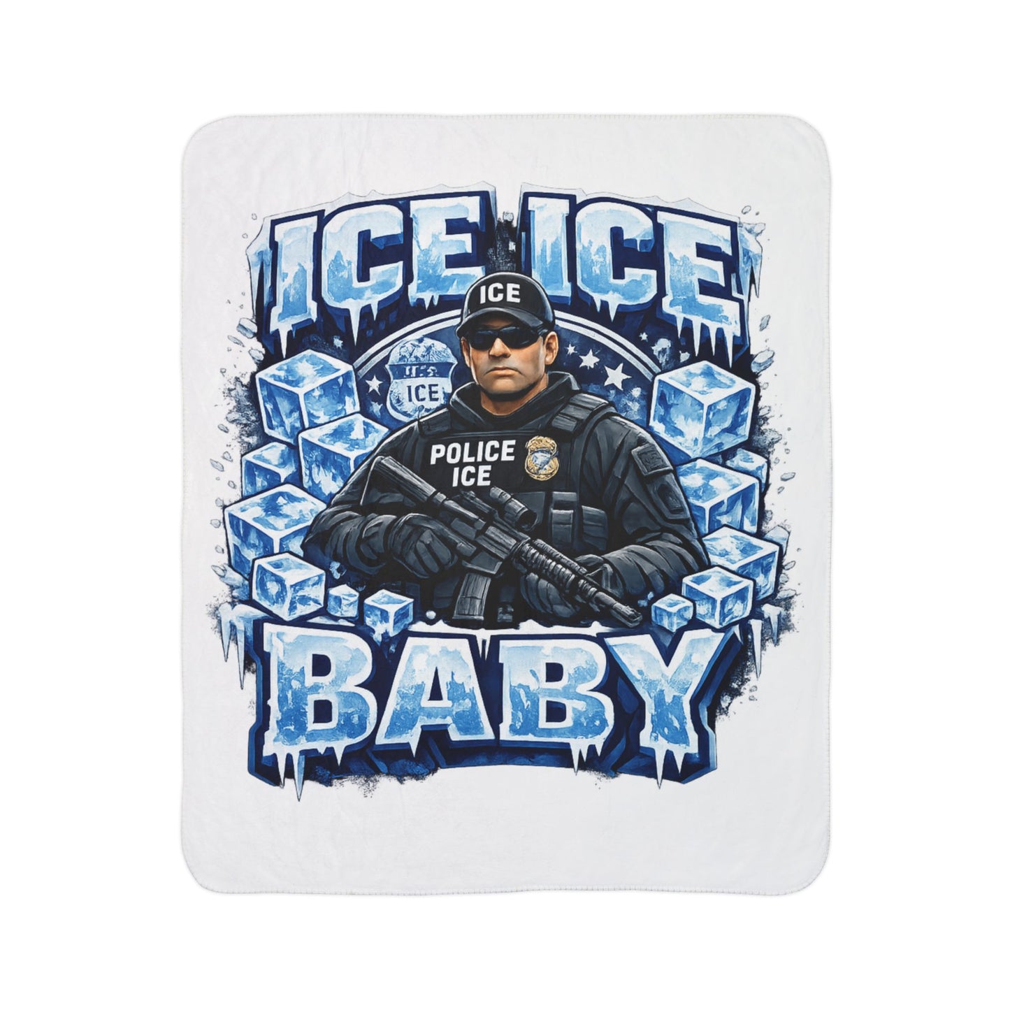 Ice Ice Baby ICE Agent Fleece Sherpa Blanket