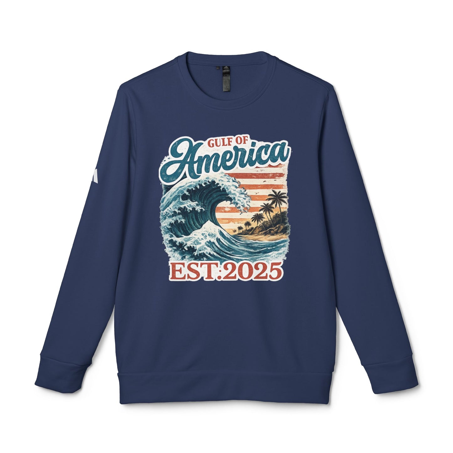 Gulf of America Est. 2025 Waves Adidas Brand Crewneck Sweatshirt