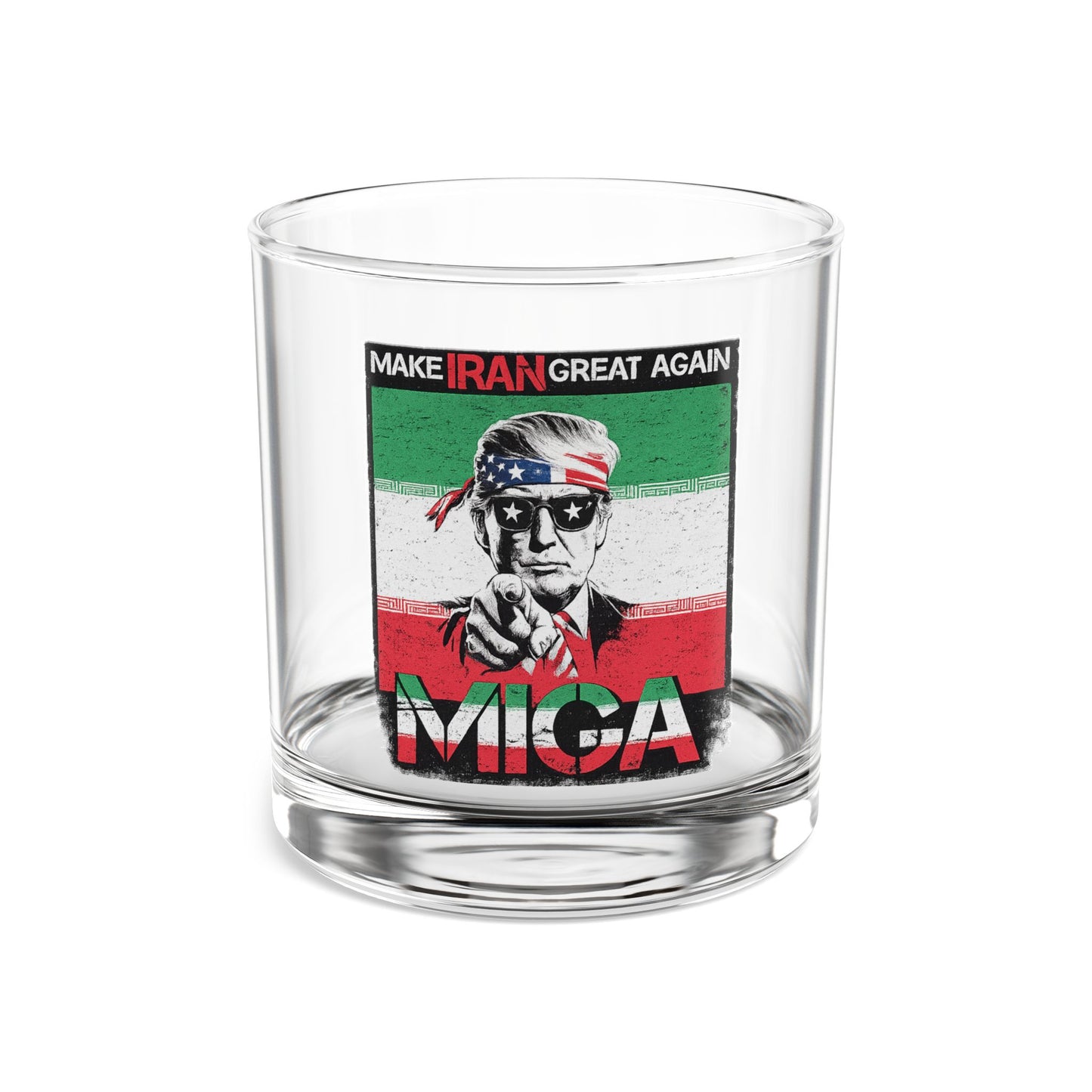 "Make Iran Great Again (MIGA)" Trump 10oz Whiskey Glass
