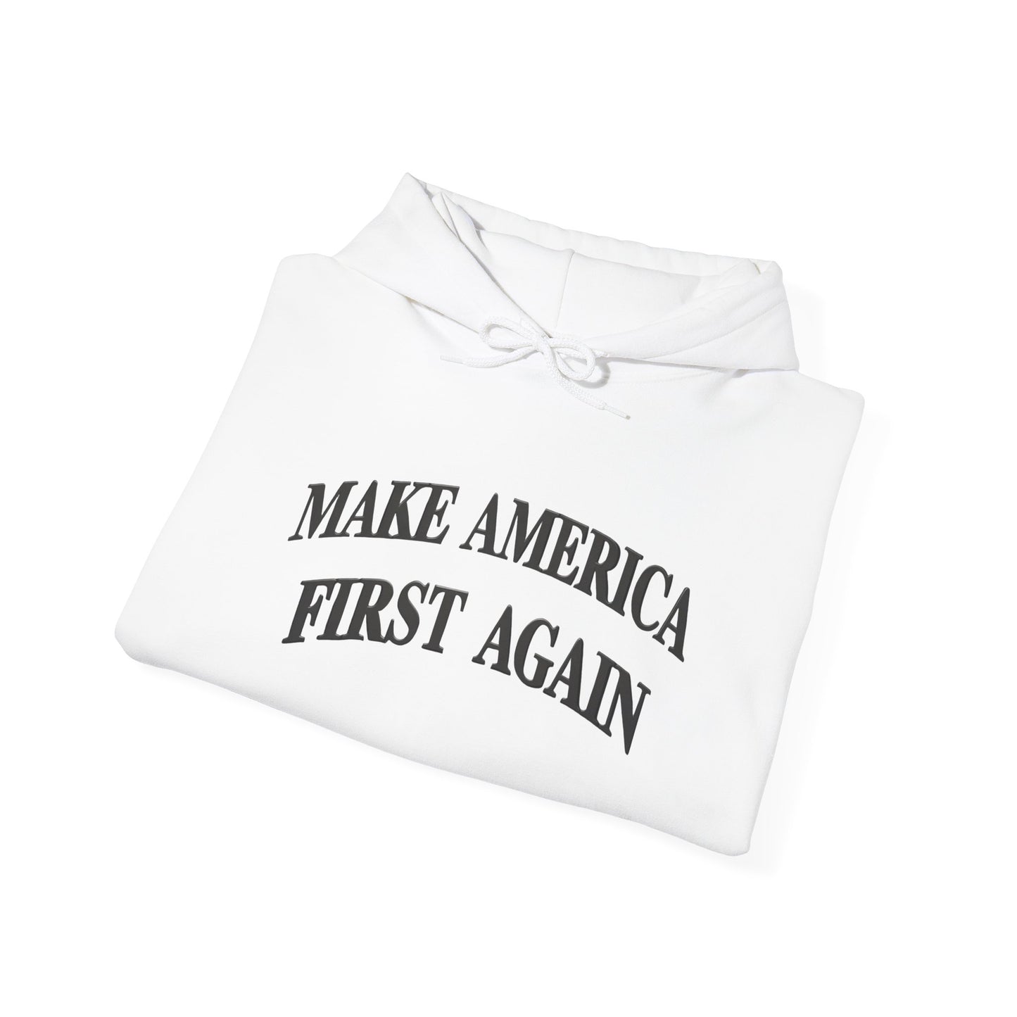 Black Make America First Again Hoodie — Black Pullover Hoodie