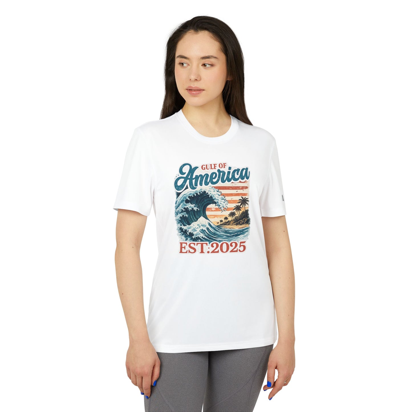 Gulf of America Est. 2025 Waves Adidas Brand T-Shirt