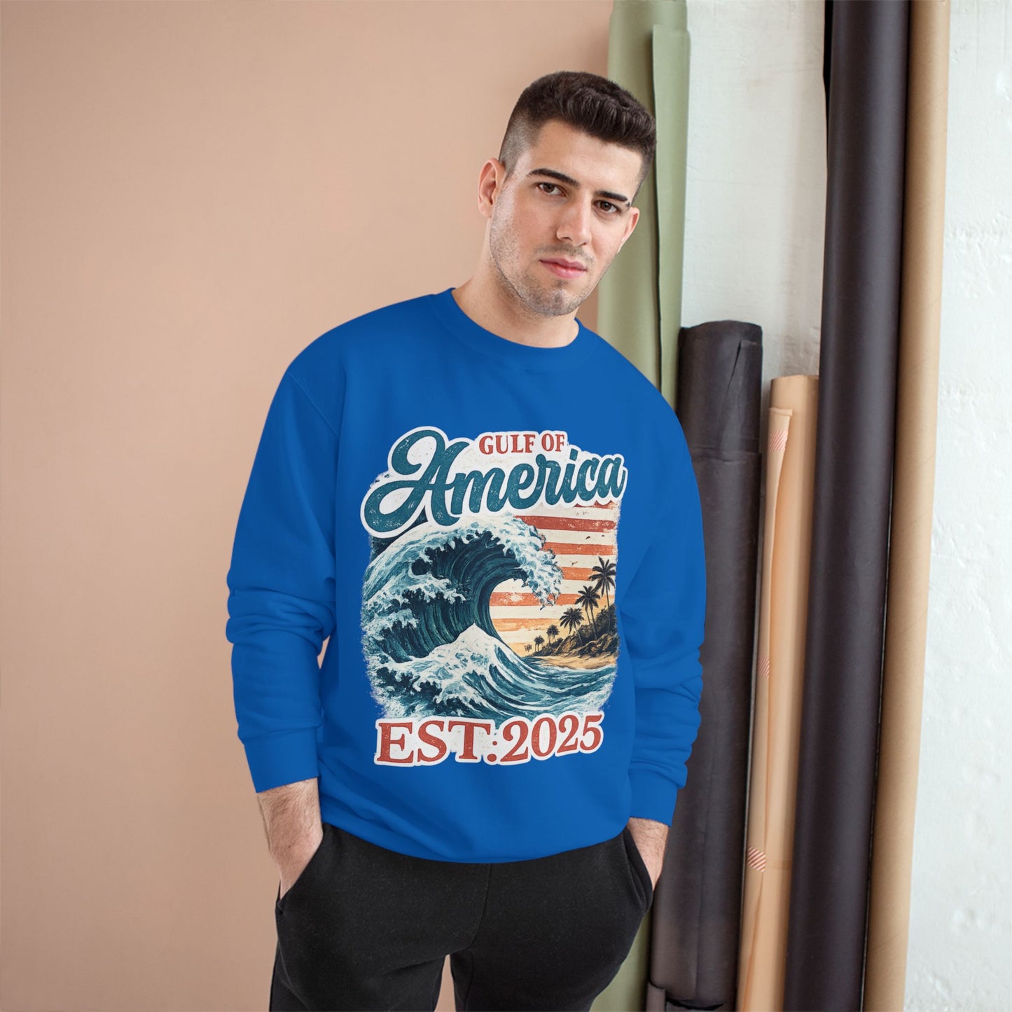 Gulf of America Est. 2025 Waves Champion Brand Hoodie