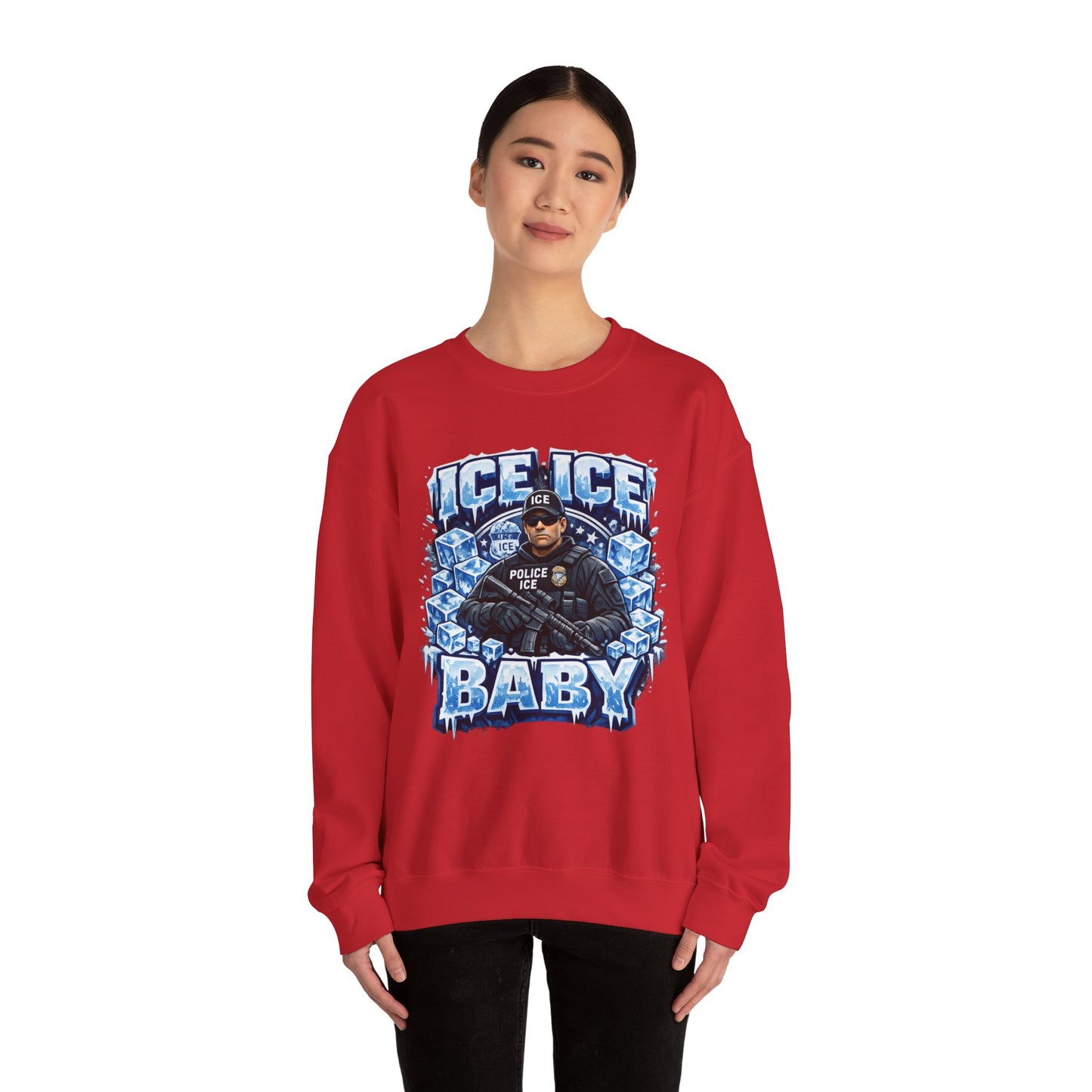 Ice Ice Baby ICE Agent Gildan Brand Crewneck Sweatshirt