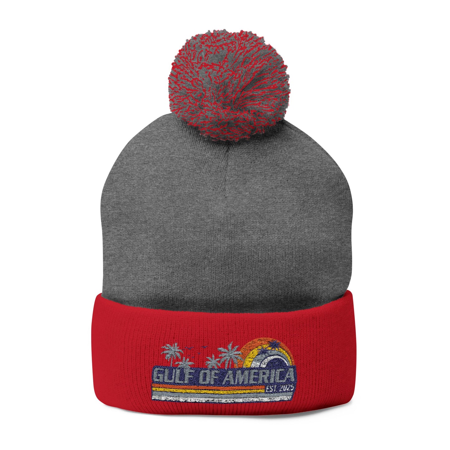 Gulf of America Vintage Embroidered Pom-Pom Knit Beanie