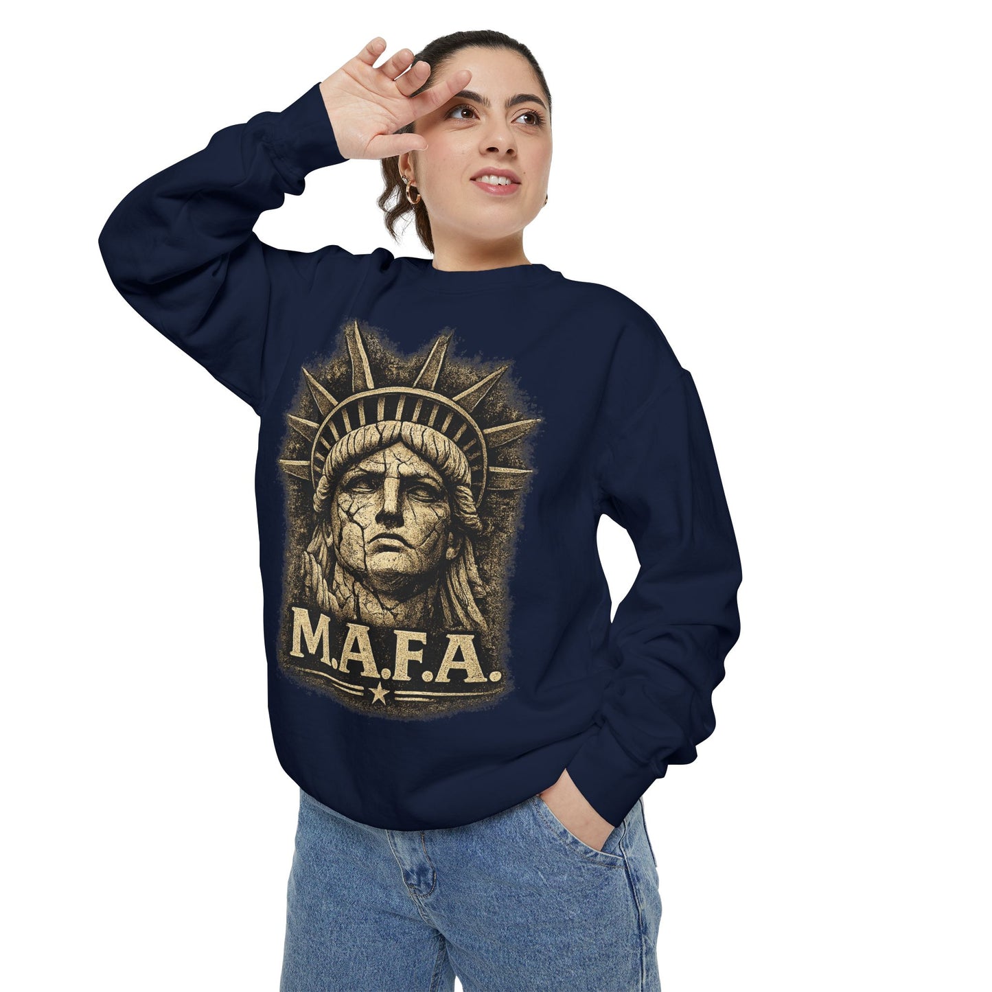 M.A.F.A. "Statue Of Liberty" "Sovereignty Security Prosperity " Gildan Brand Crewneck Sweatshirt