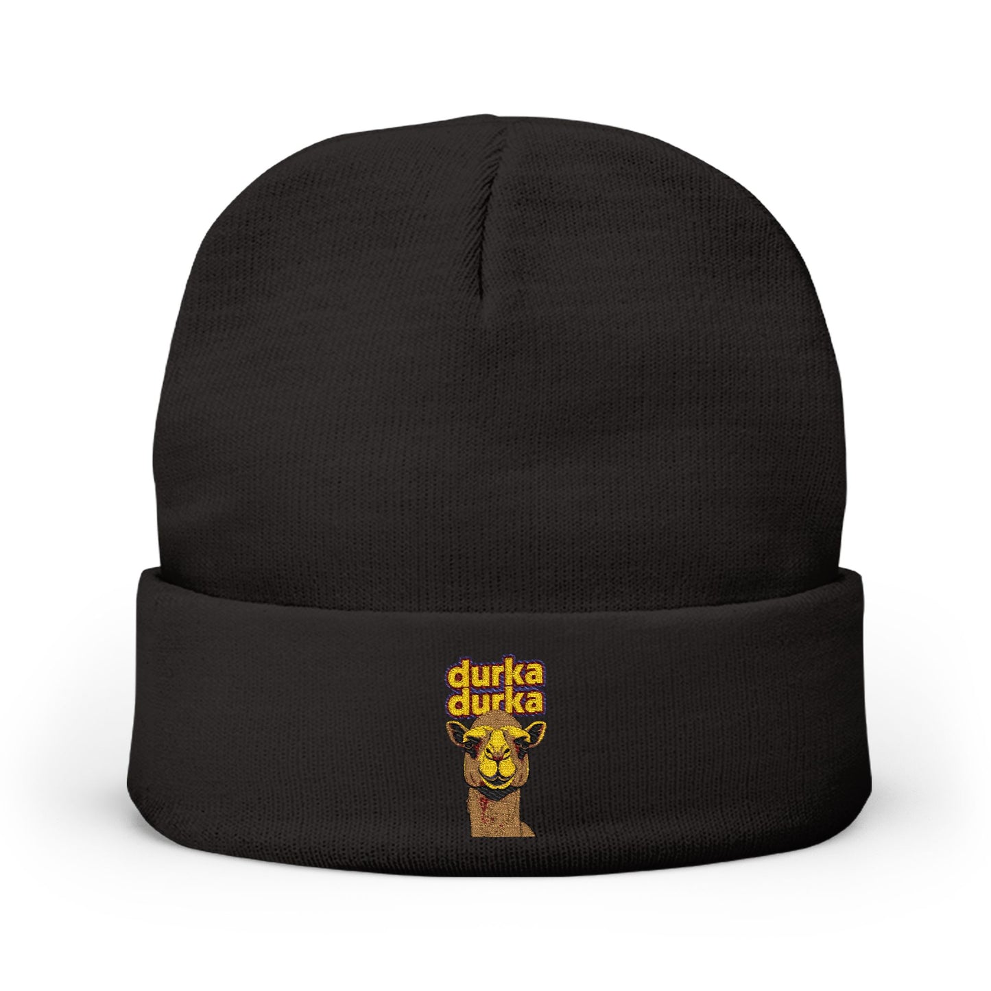 "Durka Durka" Camel Knit Beanie