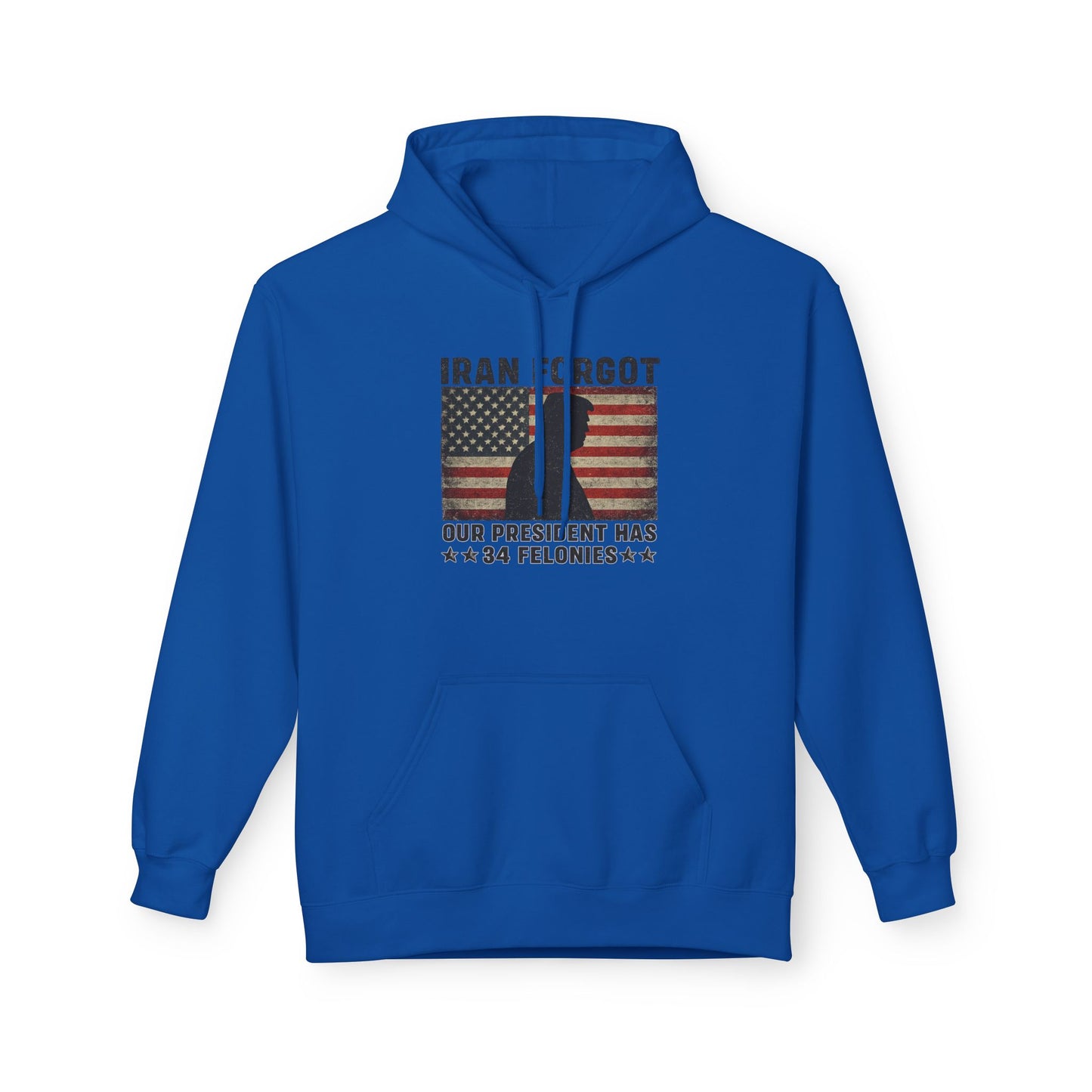 "Iran Forgot, Our President Has 34 Felonies" President Trump Gildan Brand Hoodie