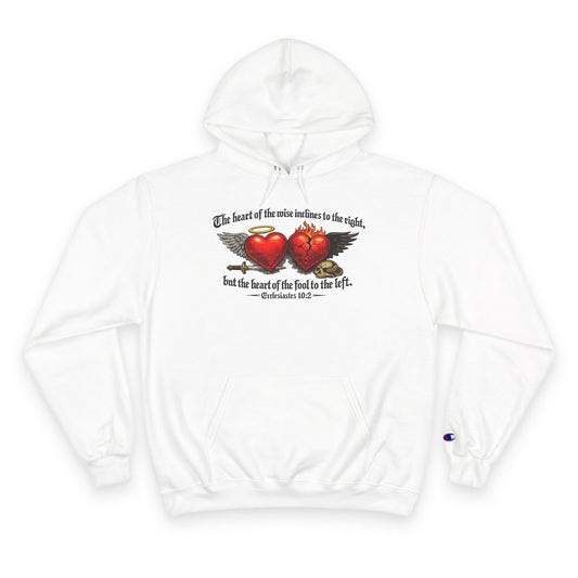 Ecclesiastes 10:2 Winged Hearts Conservative & Liberal Meanings ~ Champion Brand Hoodie