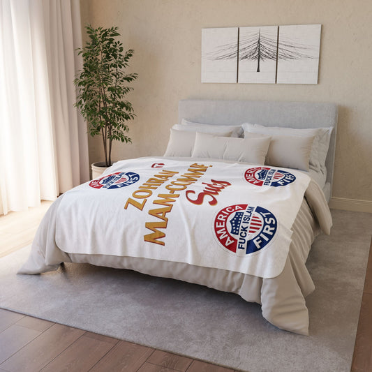 Zohran Mam-Commie Sucks/America First F*CK ISLAM Fleece Sherpa Blanket