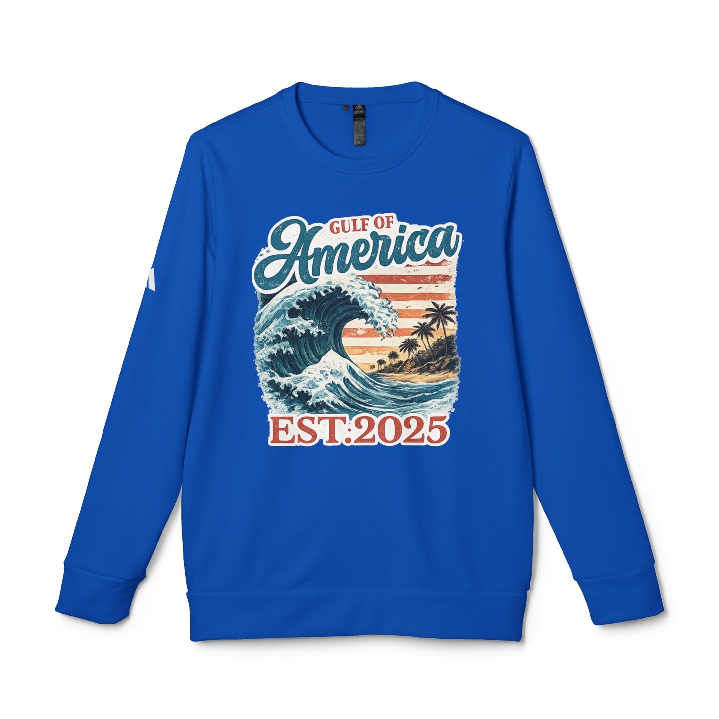 Gulf of America Est. 2025 Waves Adidas Brand Crewneck Sweatshirt