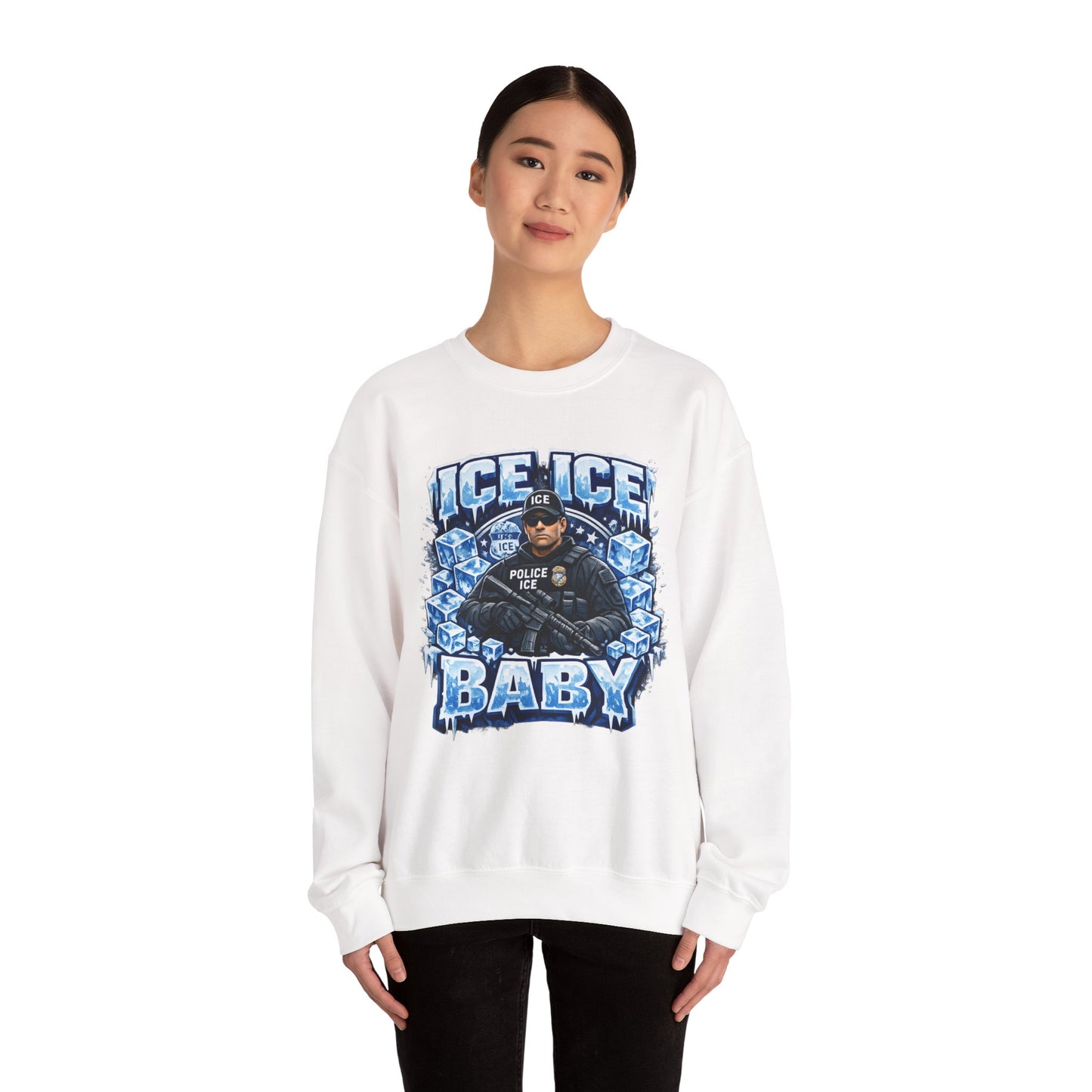 Ice Ice Baby ICE Agent Gildan Brand Crewneck Sweatshirt