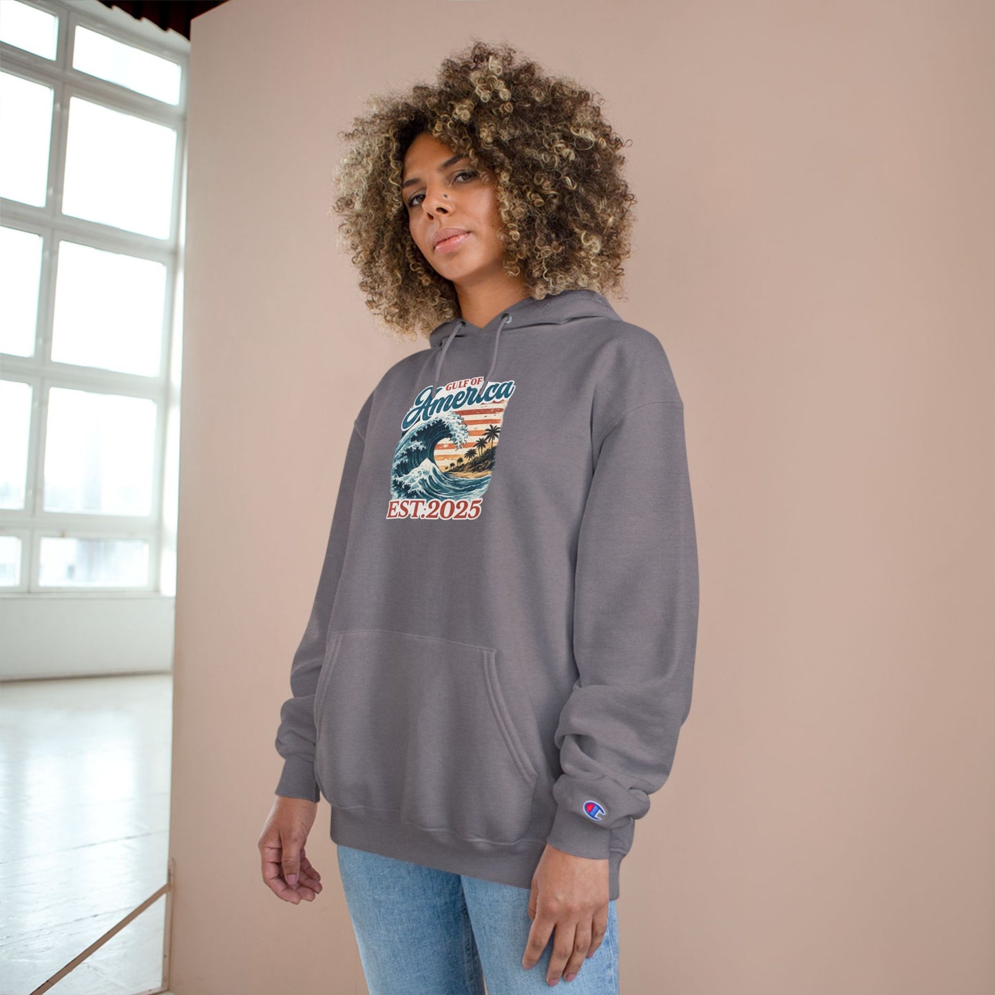 Gulf of America Est. 2025 Waves Champion Brand Hoodie