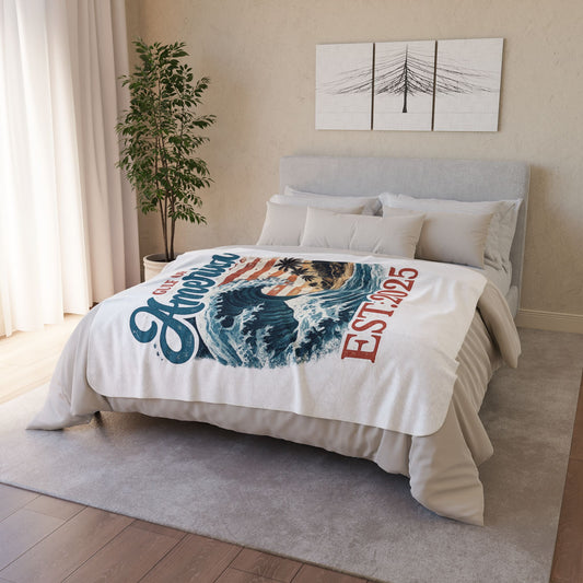 Gulf of America EST. 2025 Waves Fleece Sherpa Blanket