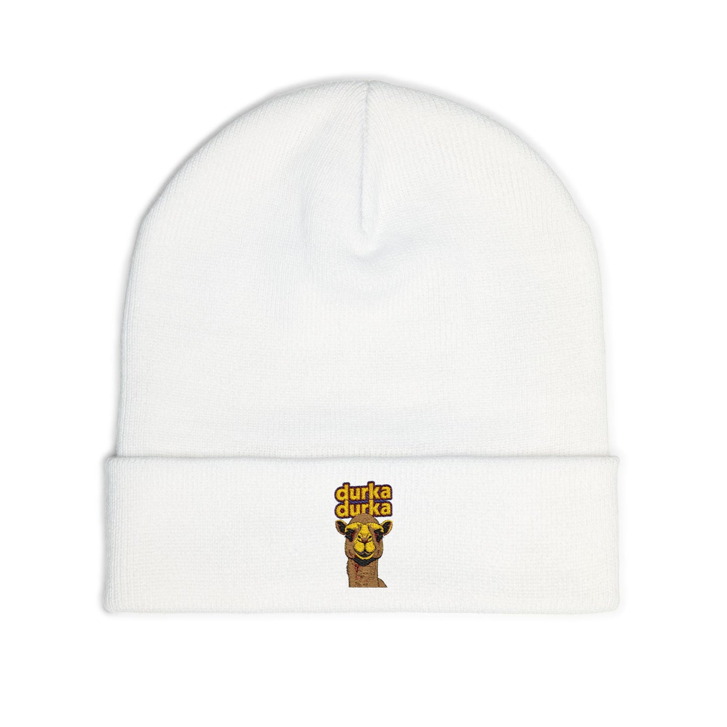 "Durka Durka" Camel Knit Beanie