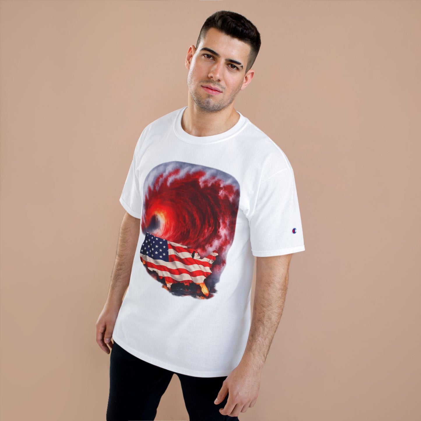 Red Wave USA Champion Brand T-Shirt