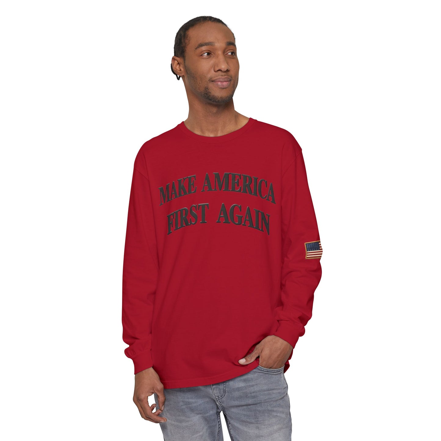 Black "Make America First Again" Long Sleeve T-Shirt