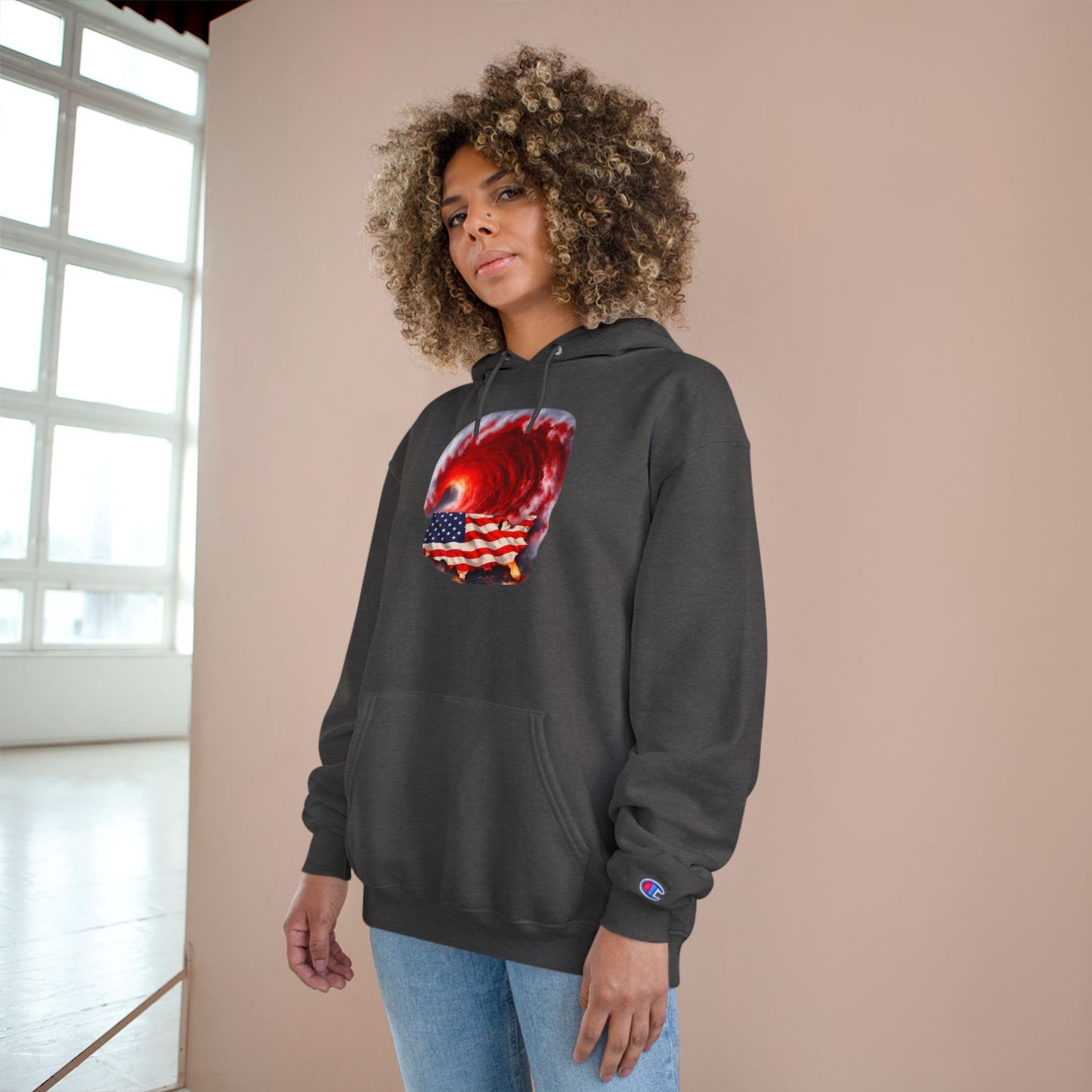Red Wave USA Champion Brand Hoodie