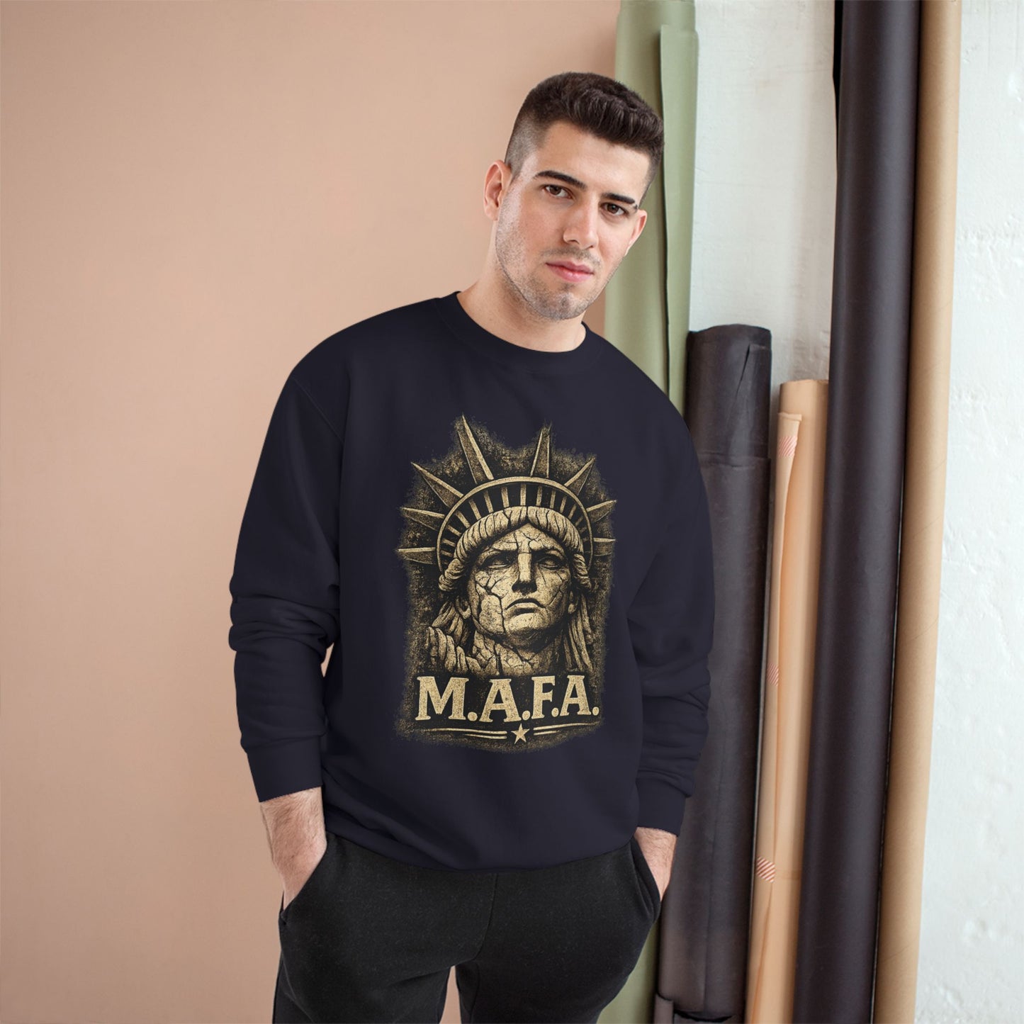M.A.F.A. "Statue Of Liberty" "Sovereignty Security Prosperity " Champion Brand Crewneck Sweatshirt