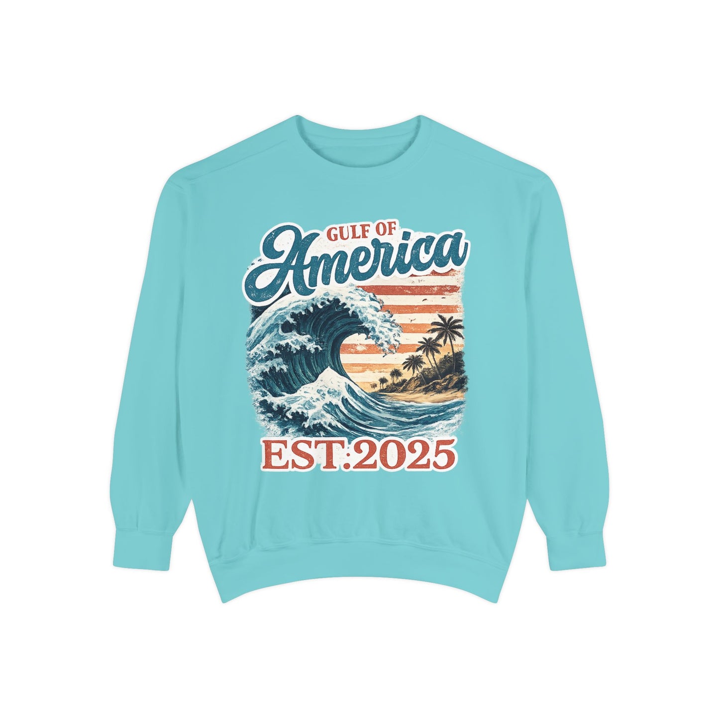Gulf of America Est. 2025 Waves Comfort Color Brand Crewneck Sweatshirt