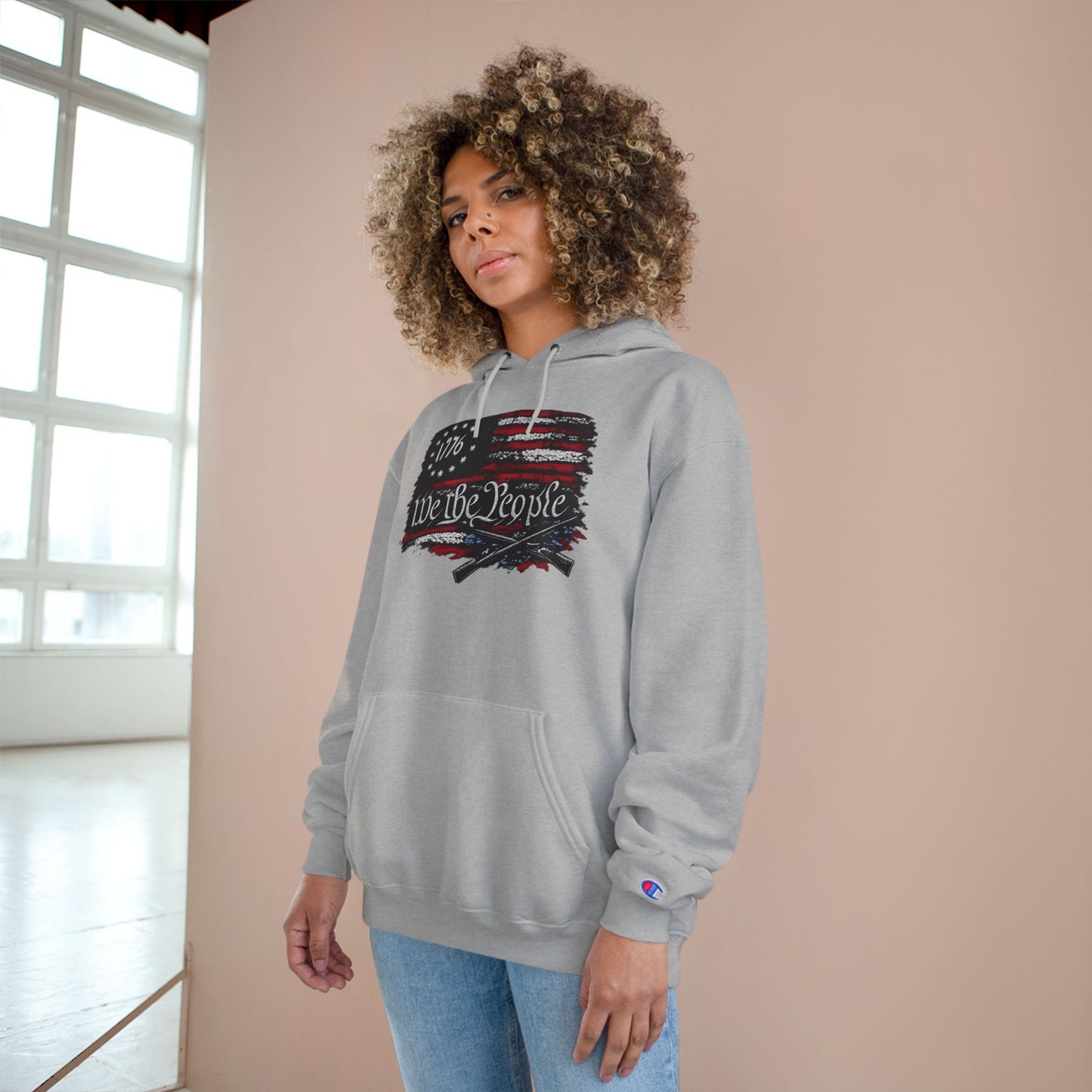 We the People 1776 Flag Champion Brand Hoodie