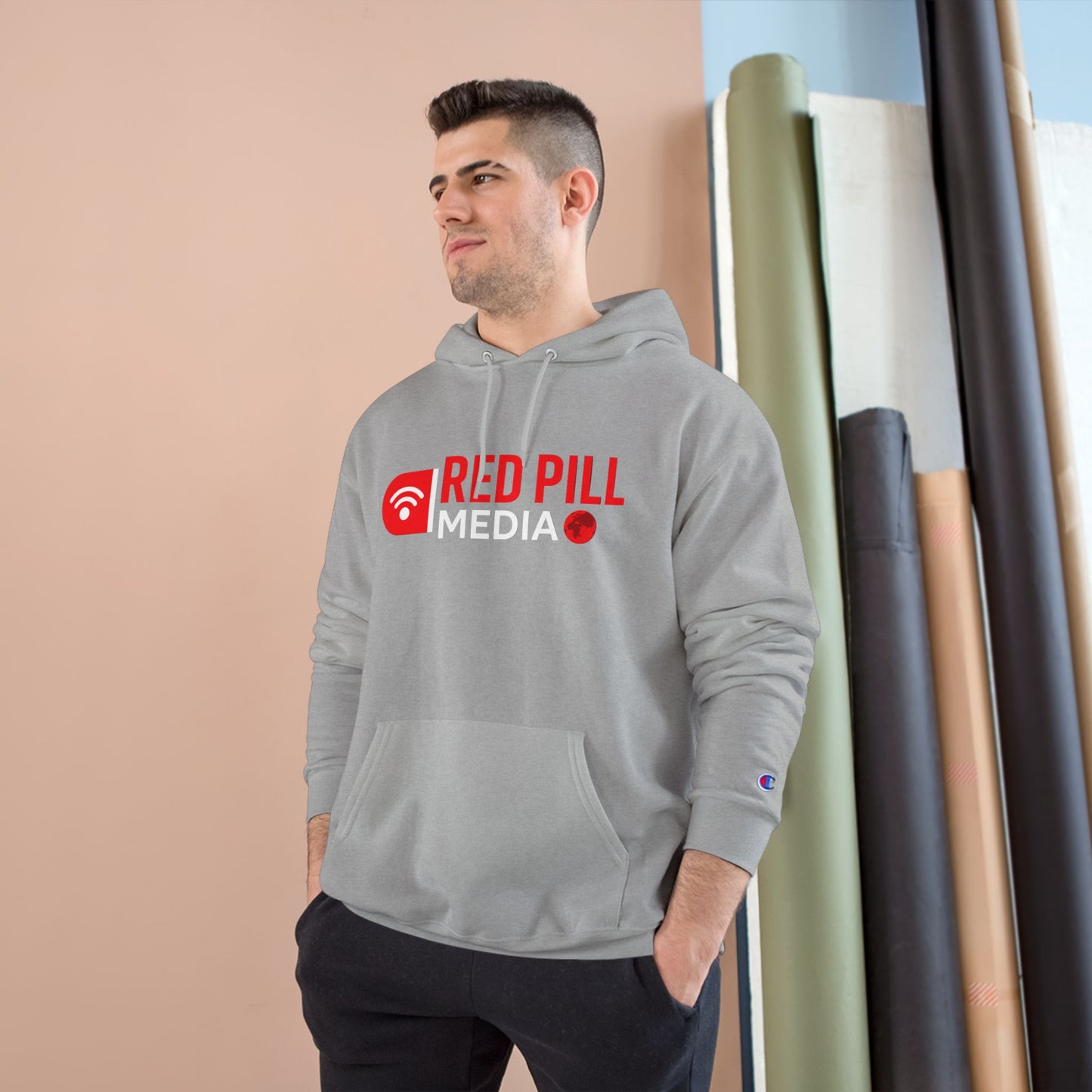 Red Pill Media Logo Champion Brand Hoodie