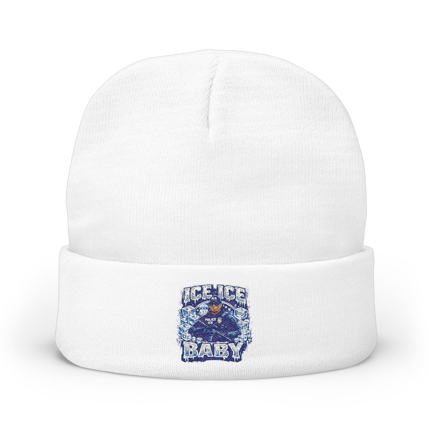 Ice Ice Baby ICE Agent Embroidered Knit Beanie