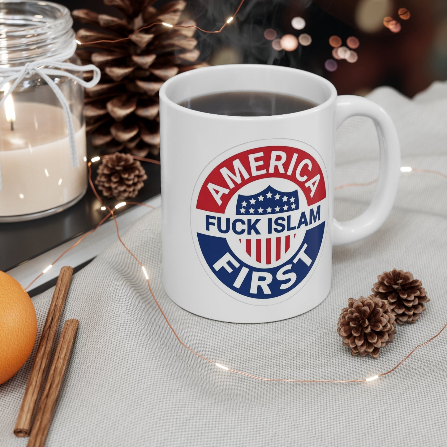 Zohran Mam-Commie Sucks/America First F*CK ISLAM 11oz Coffee Mug