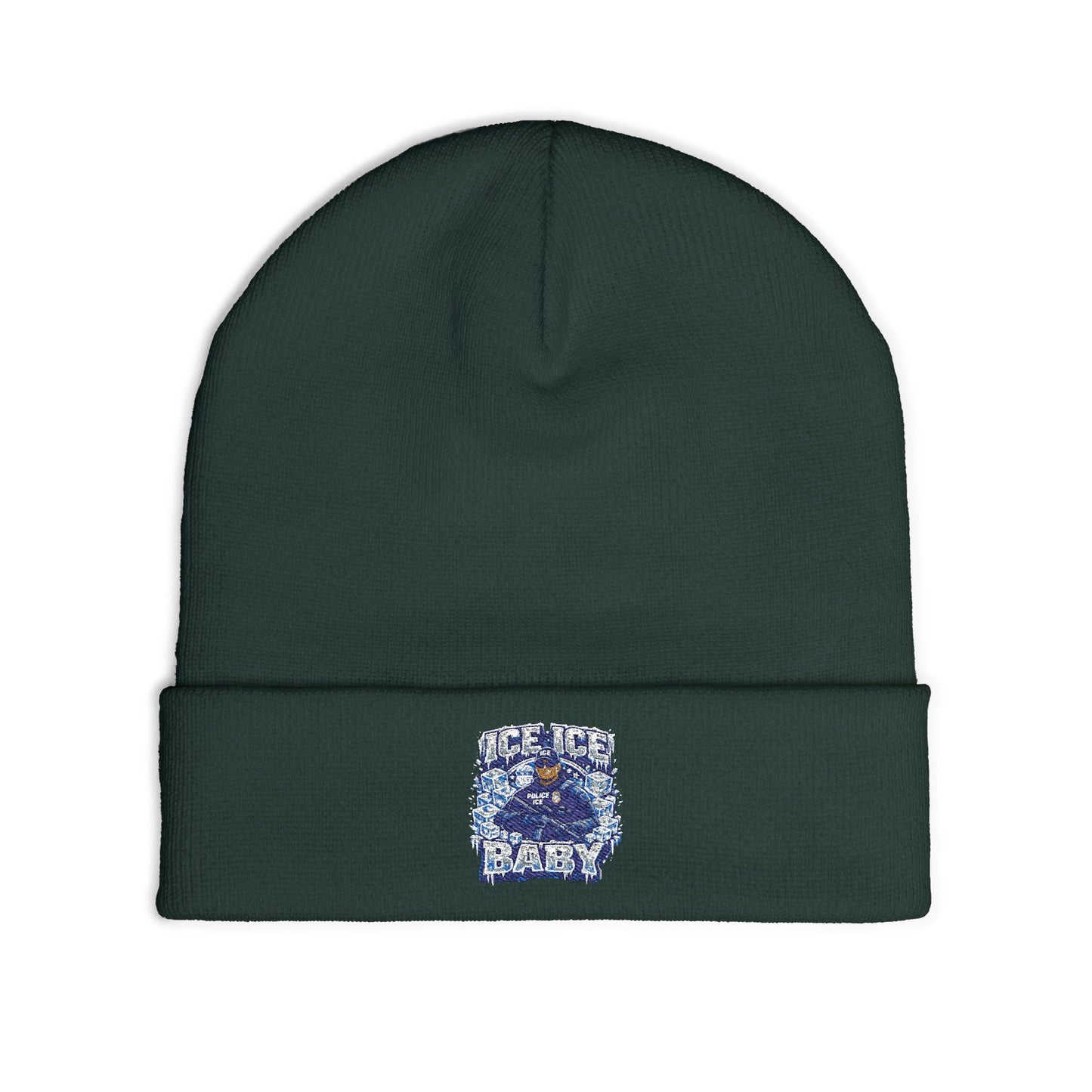 Ice Ice Baby ICE Agent Embroidered Knit Beanie